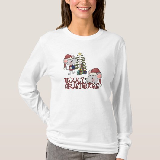 Fröhliches Christmouse mit Baum T-Shirt (Vorderseite)