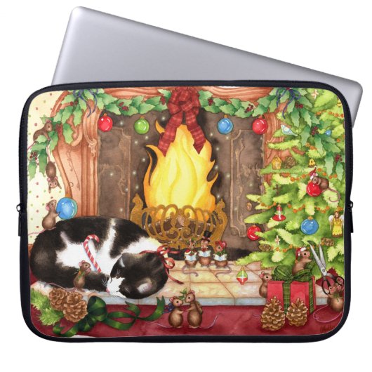 Fröhliches Christmouse - niedliche Laptopschutzhülle (Vorderseite)