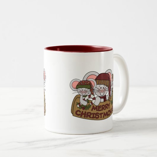 Fröhliches Christmouse Zweifarbige Tasse (VorderseiteRechts)