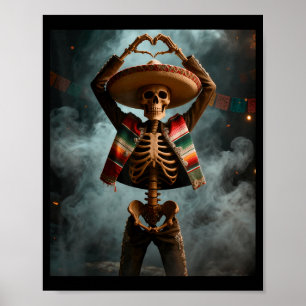 Fröhliches Cinco de Mayo Skelett Fiesta Herz Hände Poster