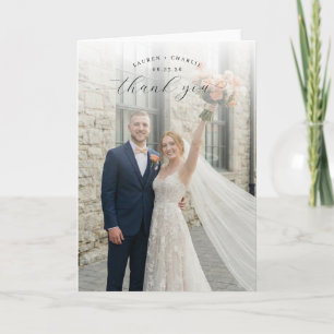 Fröhliches Cream Romantisches Foto Dankeskarte