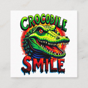 "Fröhliches Crocodile Lächeln - Spaß und Whimsical Quadratische Visitenkarte