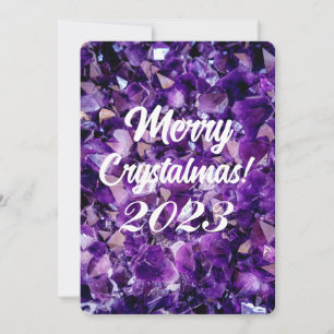 Fröhliches Crystalmas 2023 Lila Amethyst Kristall Feiertagskarte