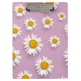Fröhliches Daisy-Muster auf rosa Hintergrund Klemmbrett