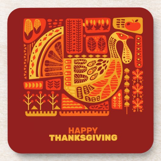 Fröhliches Dankeschön Orange Brown Hard mit Cork Getränkeuntersetzer (Vorderseite)