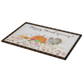 Fröhliches Danksagenkürbis mit der Türkei Schneidebrett (Ecke)