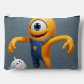 „Fröhliches Einaugenmonster mit Geisterfreund“ Duf Zubehörtasche (Vorderseite)