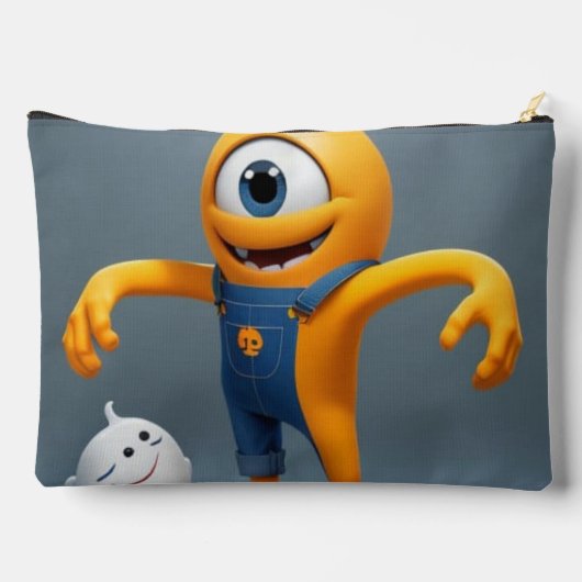 „Fröhliches Einaugenmonster mit Geisterfreund“ Duf Zubehörtasche (Rückseite)