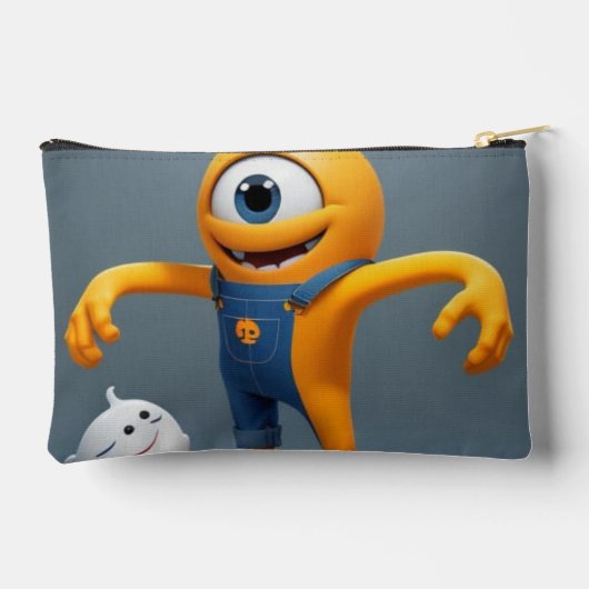 „Fröhliches Einaugenmonster mit Geisterfreund“ Duf Zubehörtasche (Rückseite)