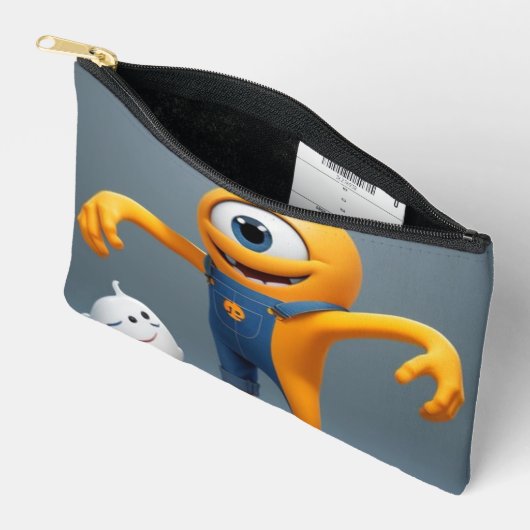 „Fröhliches Einaugenmonster mit Geisterfreund“ Duf Zubehörtasche (Offen)