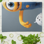 „Fröhliches Einaugenmonster mit Geisterfreund“ Geschirrtuch (Gefaltet)