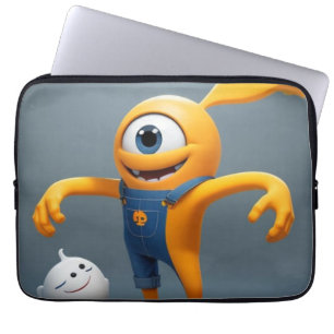 „Fröhliches Einaugenmonster mit Geisterfreund“ Laptopschutzhülle