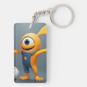 „Fröhliches Einaugenmonster mit Geisterfreund“ Schlüsselanhänger