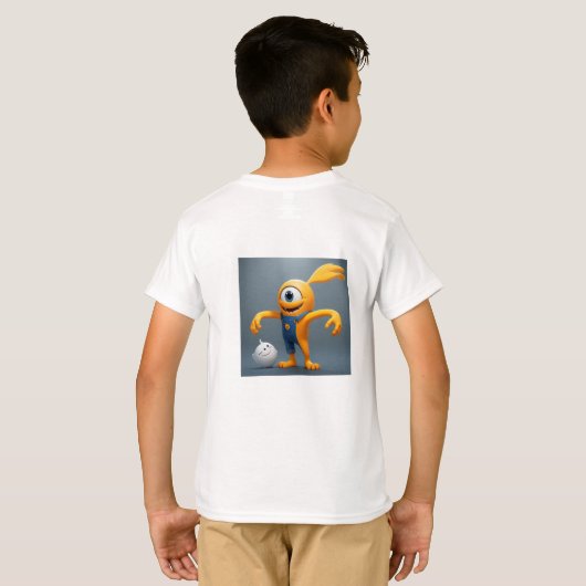 „Fröhliches Einaugenmonster mit Geisterfreund“ T-Shirt (Schwarz voll)