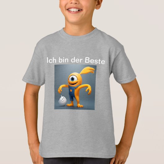 „Fröhliches Einaugenmonster mit Geisterfreund“ T-Shirt (Vorderseite)