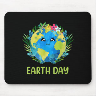 Fröhliches Erdtag-Shirt Süße Erde mit floraler Erd Mousepad