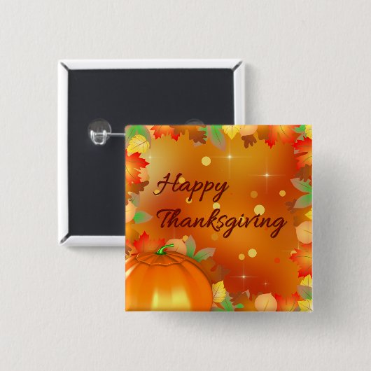 Fröhliches Erntedankfest farbenfrohe Herbstleaves Button (Vorne & Hinten)