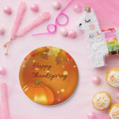 Fröhliches Erntedankfest farbenfrohe Herbstleaves Pappteller (Party)