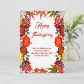 Fröhliches Erntedankfest Pumpkins Maple-Blätter Feiertagskarte (Stehend Vorderseite)