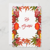 Fröhliches Erntedankfest Pumpkins Maple-Blätter Feiertagskarte (Rückseite)