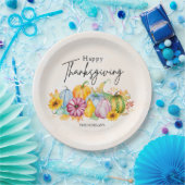 Fröhliches Erntedankfest Wasserfarbener Herbstpump Pappteller (Party)