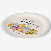 Fröhliches Erntedankfest Wasserfarbener Herbstpump Pappteller (Schrägansicht)