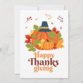 Fröhliches Erntedankpumpkin mit Hats und Blätter Einladung (Vorderseite)