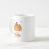 Fröhliches Erntedankpumpkin mit Hats und Blätter Kaffeetasse (Vorderseite Links)