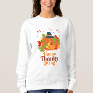 Fröhliches Erntedankpumpkin mit Hats und Verlass Sweatshirt