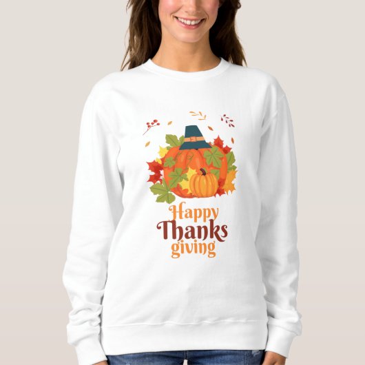 Fröhliches Erntedankpumpkin mit Hats und Verlass Sweatshirt (Vorderseite)