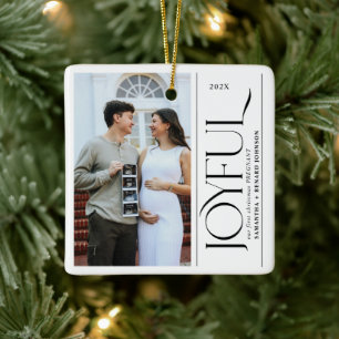 Fröhliches erstes Weihnachten Schwanger Foto Paar Keramikornament