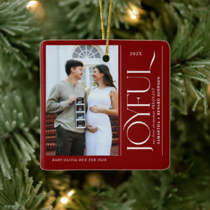 Fröhliches erstes Weihnachten Schwanger Foto Paar Keramikornament