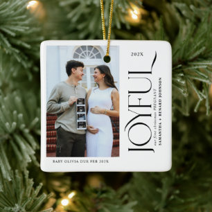 Fröhliches erstes Weihnachten Schwangeres Foto Paa Keramikornament