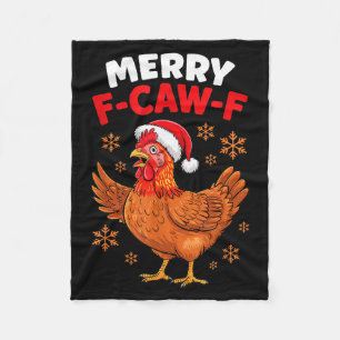 Fröhliches F-caw-f Lustiges Weihnachten Santa Huhn Fleecedecke
