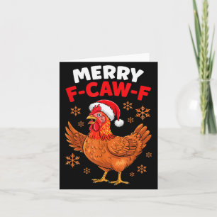 Fröhliches F-caw-f Lustiges Weihnachten Santa Huhn Karte