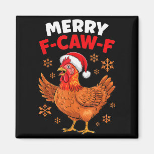 Fröhliches F-caw-f Lustiges Weihnachten Santa Huhn Magnet