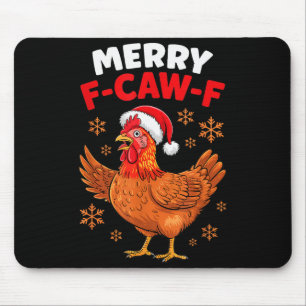 Fröhliches F-caw-f Lustiges Weihnachten Santa Huhn Mousepad