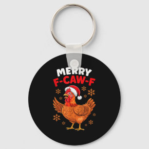 Fröhliches F-caw-f Lustiges Weihnachten Santa Huhn Schlüsselanhänger