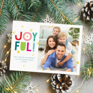 FRÖHLICHES FAMILIENFOTO fett spaßige farbenfrohe T Feiertagskarte