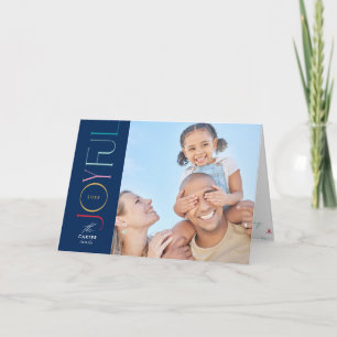 FRÖHLICHES FAMILIENFOTO modern elegante Navy farbe Feiertagskarte