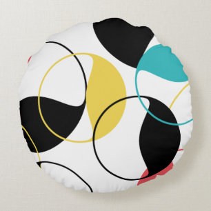 fröhliches, farbenfroh-trendy geometrisches Kreism Rundes Kissen