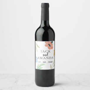 Fröhliches farbenfrohes Blumenweinsiegel Weinetikett