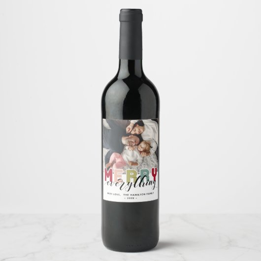 Fröhliches farbenfrohes Holiday Foto Weinetikett (Vorderseite)