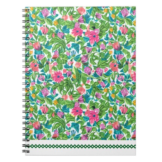 Fröhliches, farbenfrohes Sommerpattern botanische Notizblock (Vorderseite)