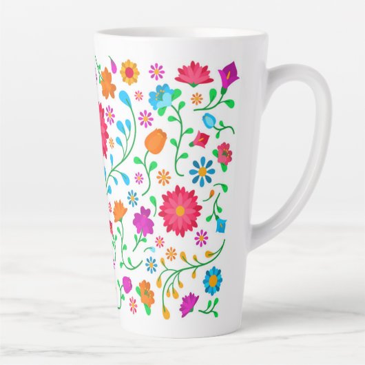 Fröhliches, farbenfrohes Volkskunstmuster  Milchtasse (Rechts)