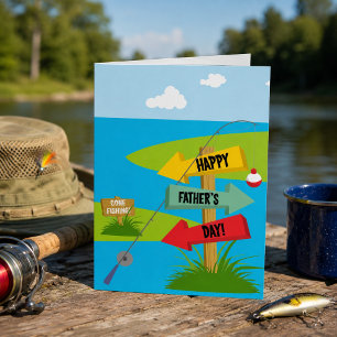 Fröhliches Father's Day Fishing Karte