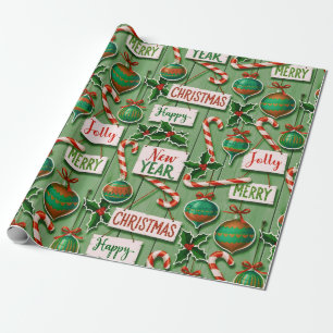 Fröhliches Ferienchaos Grün Geschenkpapier