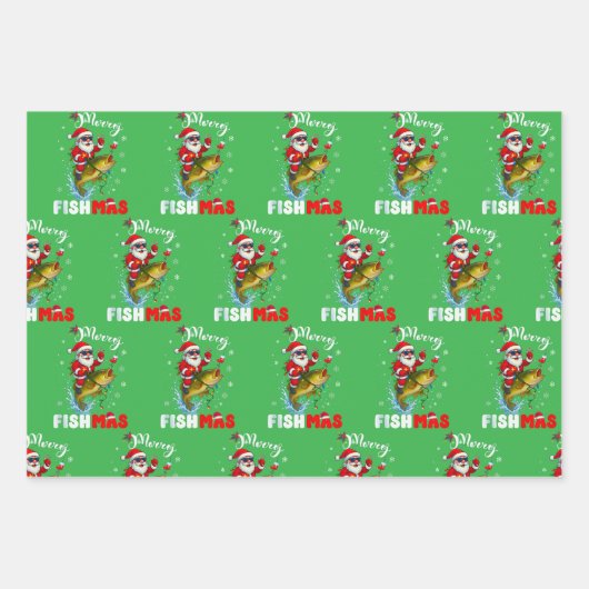Fröhliches Fisch-Weihnachtsgeschenk Geschenkpapier Set (Vorderseite 2)