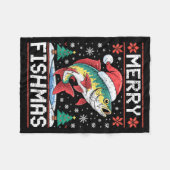 Fröhliches Fishmas hässlicher Weihnachtspullover A Fleecedecke (Vorderseite (Horizontal))