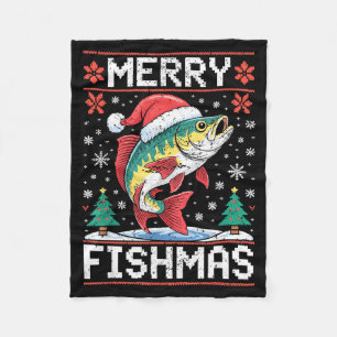 Fröhliches Fishmas hässlicher Weihnachtspullover A Fleecedecke